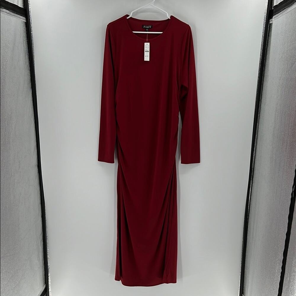 J. Crew Women's Long-sleeve dress in jersey crepe - Red - XL - New with tags